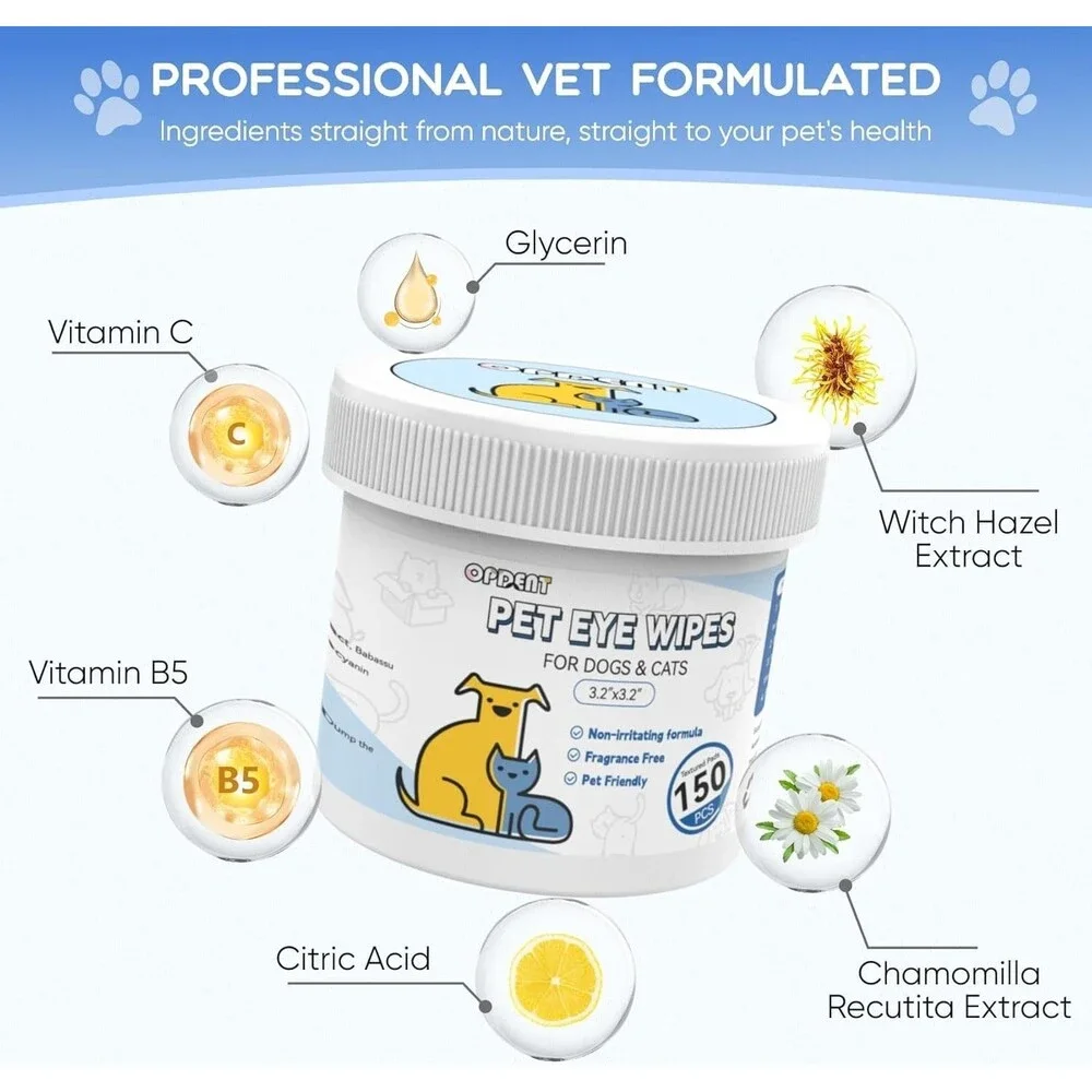 Opdent Pet Eye Wipes for Dogs & Cats 3.2